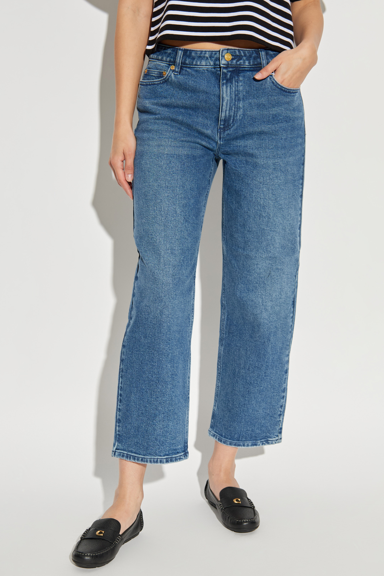 【関税&送料込】Michael By Michael Kors Straight Leg Jeans Michael Michael Kors straight-leg chain-detail Jeans | Blue